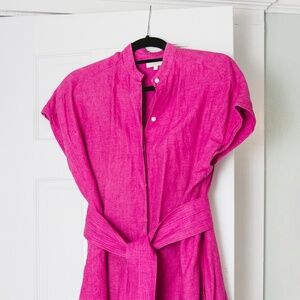 Ann Mashburn XL bottom up linen cap sleeve style dress with belt